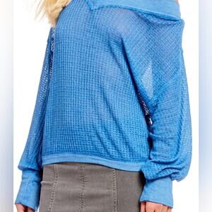 Free People South Side Thermal V-Neck Slouchy Long Sleeve Shirt